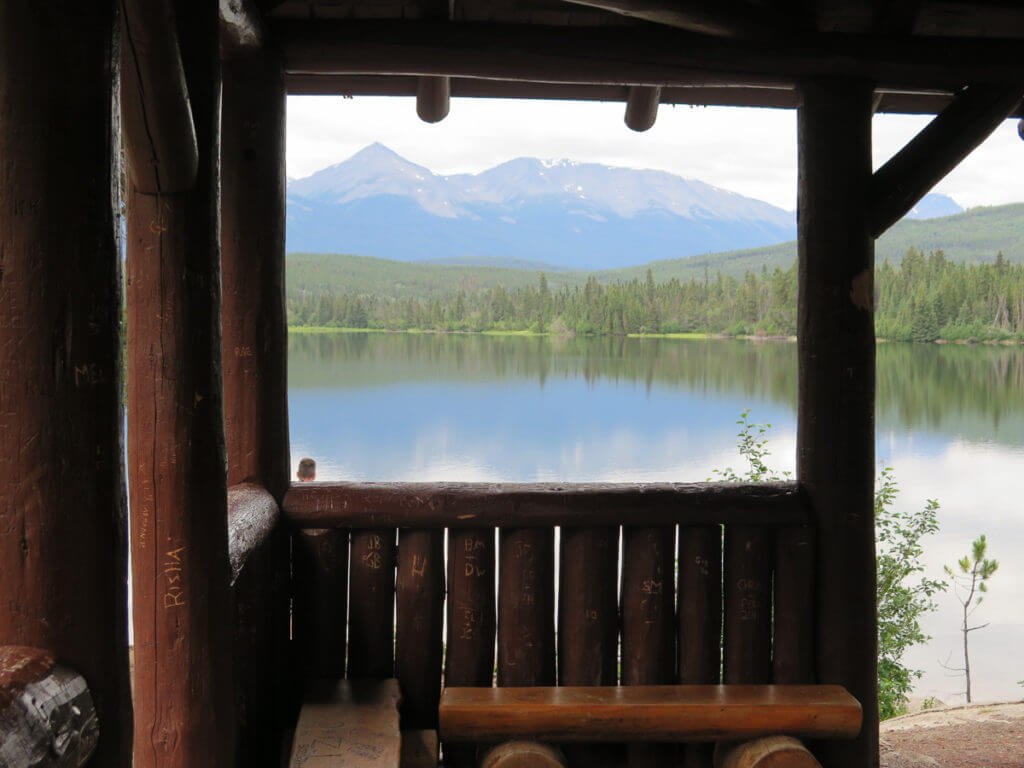 Pyramid Lake with woodcabin