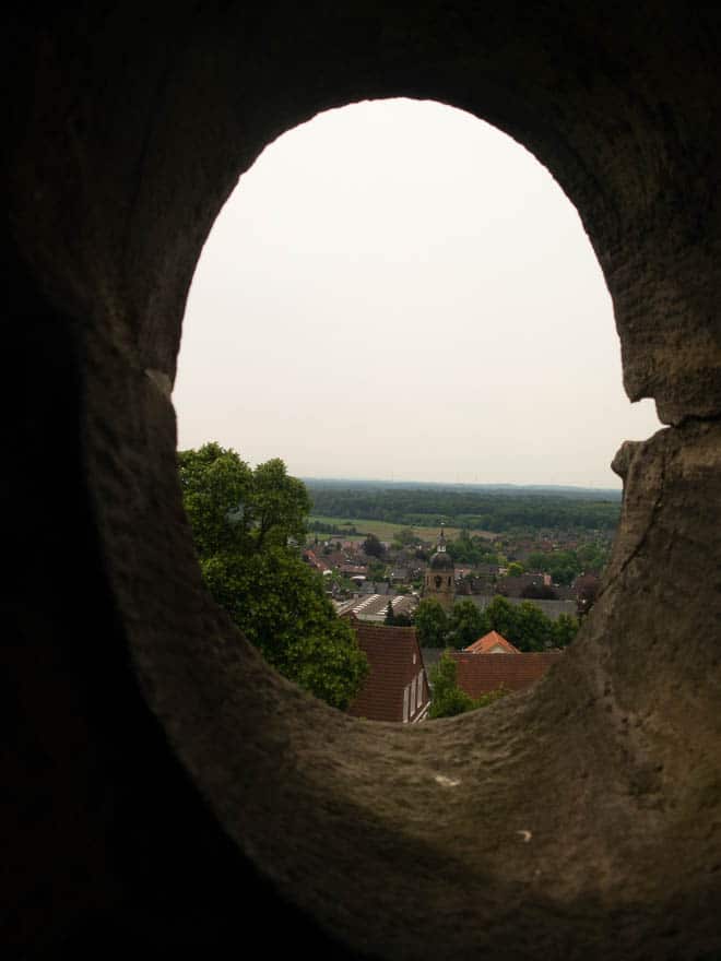 Aussicht vom Pulverturm Burg Bentheim Blick auf Bentheimer Kirche